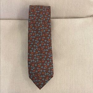 Simons Silk Floral Pattern Brown Tie
